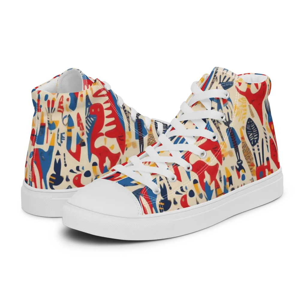 Red Tide Menagerie on Women's High Top Canvas Shoes — Left