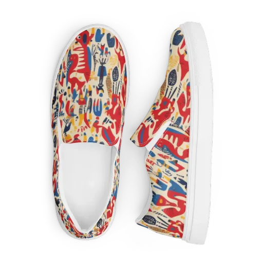 Red Tide Menagerie on a Men's Slip-On Canvas Shoes