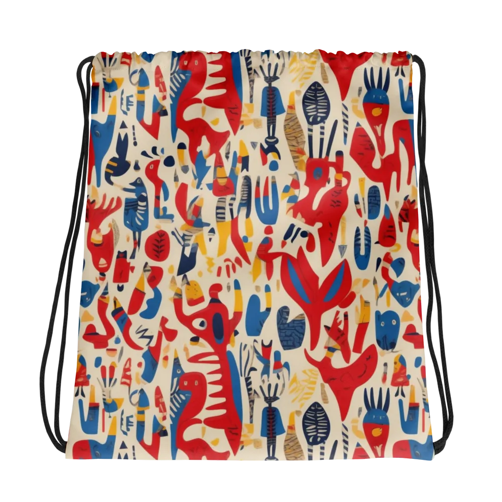 Red Tide Menagerie on Drawstring Bag — Photo