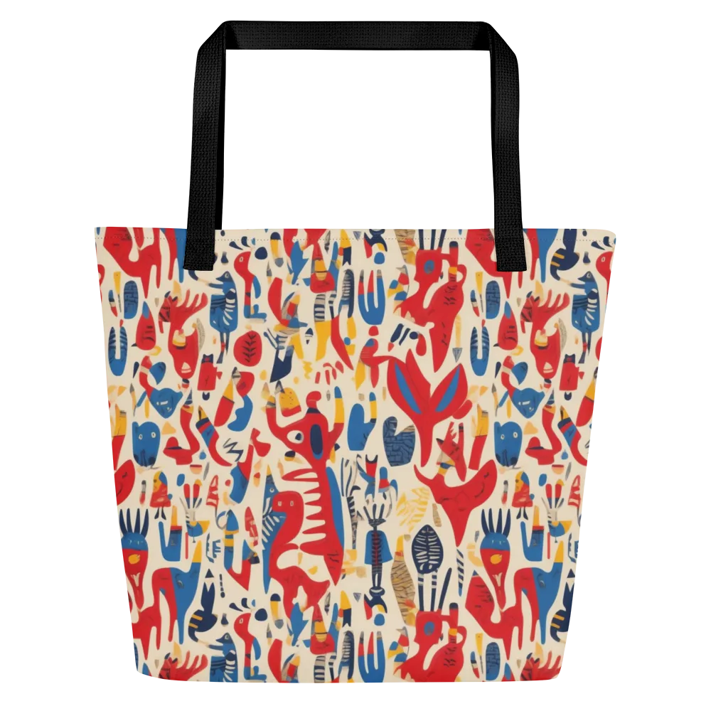 Red Tide Menagerie on Large Tote Bag W/ Pocket — Front