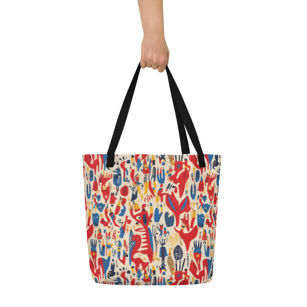 Red Tide Menagerie on Large Tote Bag W/ Pocket — Front