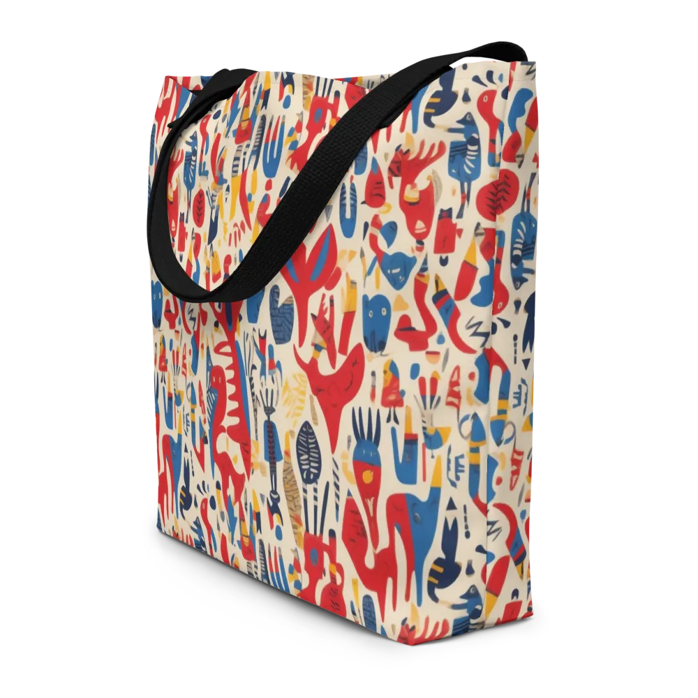 Red Tide Menagerie on Large Tote Bag W/ Pocket — Front