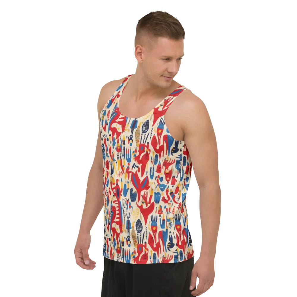 Red Tide Menagerie on Men's Tank Top — Left Front