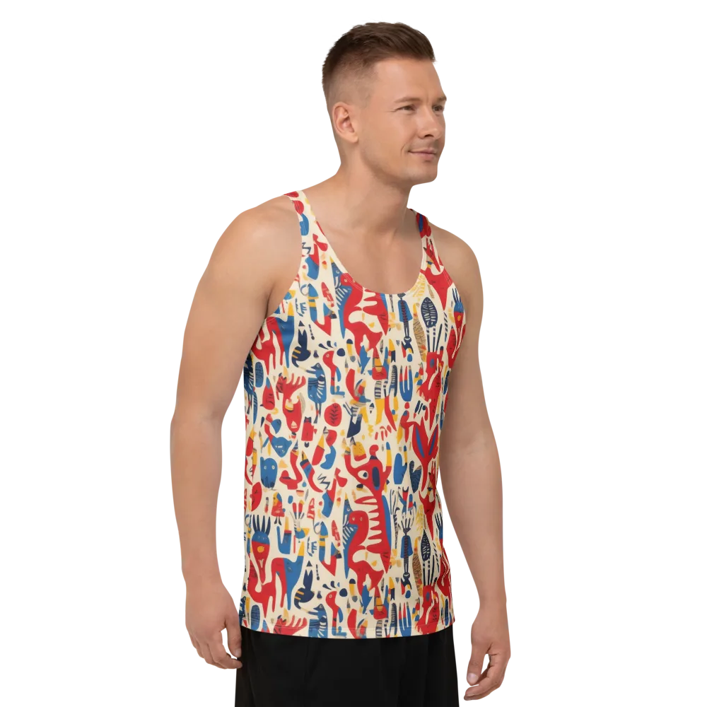 Red Tide Menagerie on Men's Tank Top — Right Front
