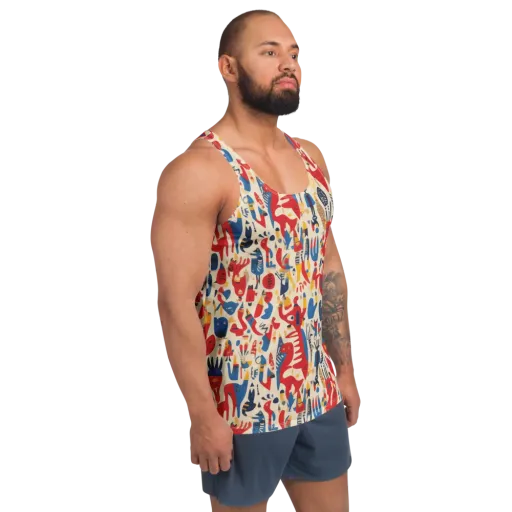 Red Tide Menagerie on a Men's Tank Top