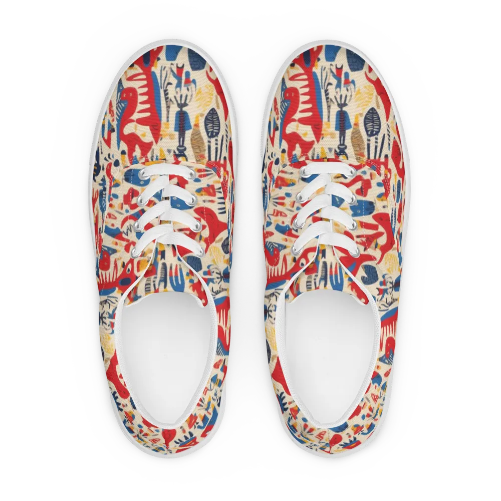 Red Tide Menagerie on Men's Lace-Up Canvas Shoes — Front