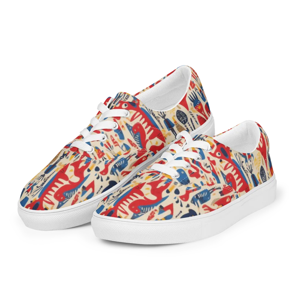 Red Tide Menagerie on Men's Lace-Up Canvas Shoes — Left Front