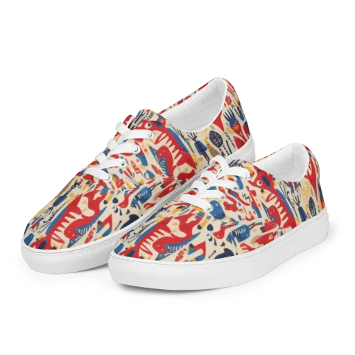 Red Tide Menagerie on a Men's Lace-Up Canvas Shoes