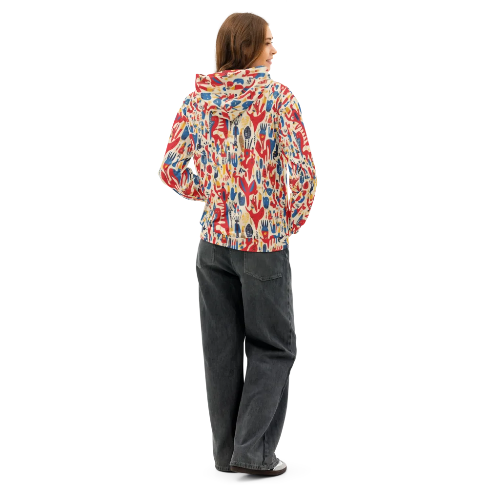 Red Tide Menagerie on Cotton Hoodie — Back