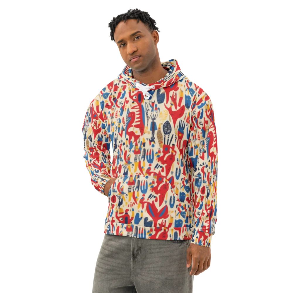 Red Tide Menagerie on Cotton Hoodie — Left Front