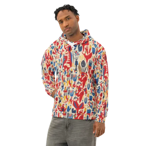 Red Tide Menagerie on a Cotton Hoodie