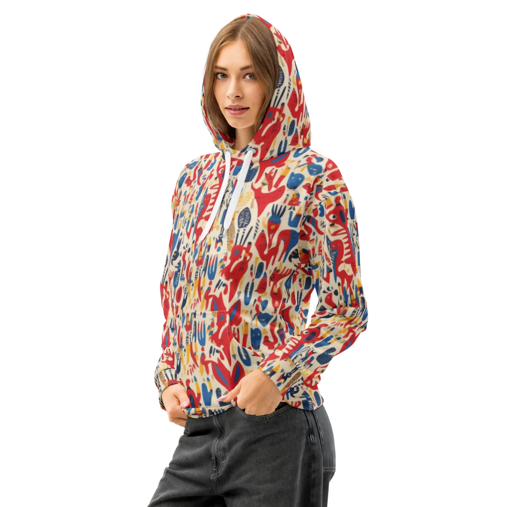 Red Tide Menagerie on Cotton Hoodie — Left Front