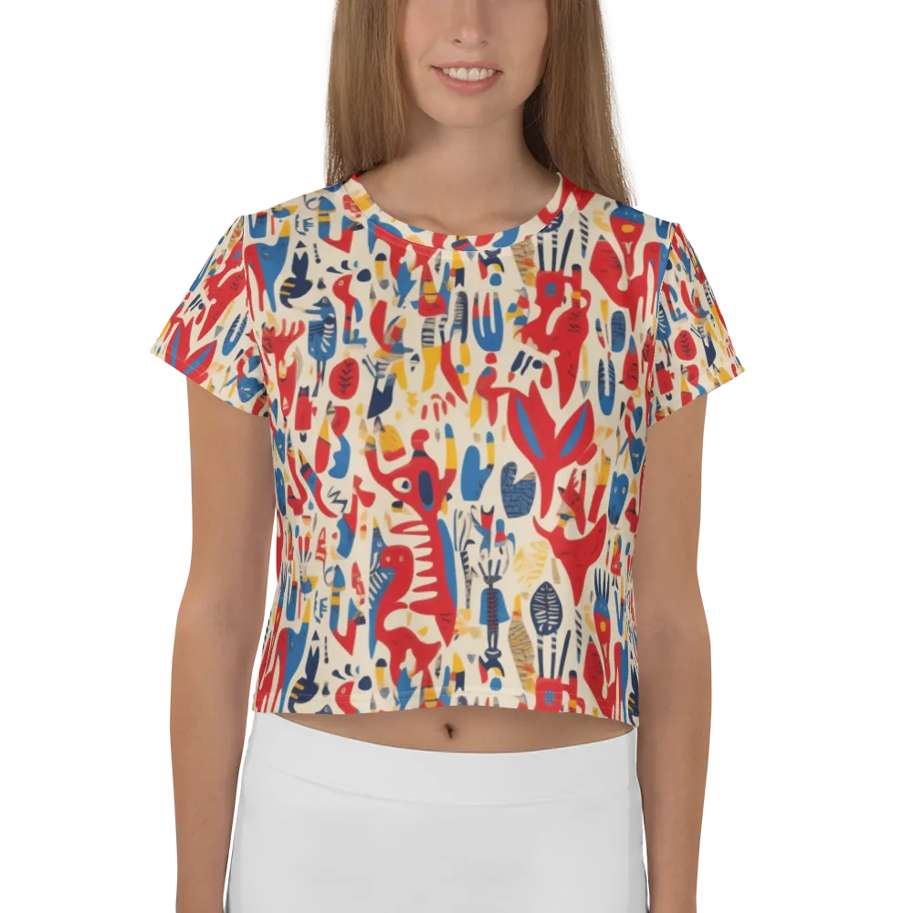 Red Tide Menagerie on Crop Tee — Front