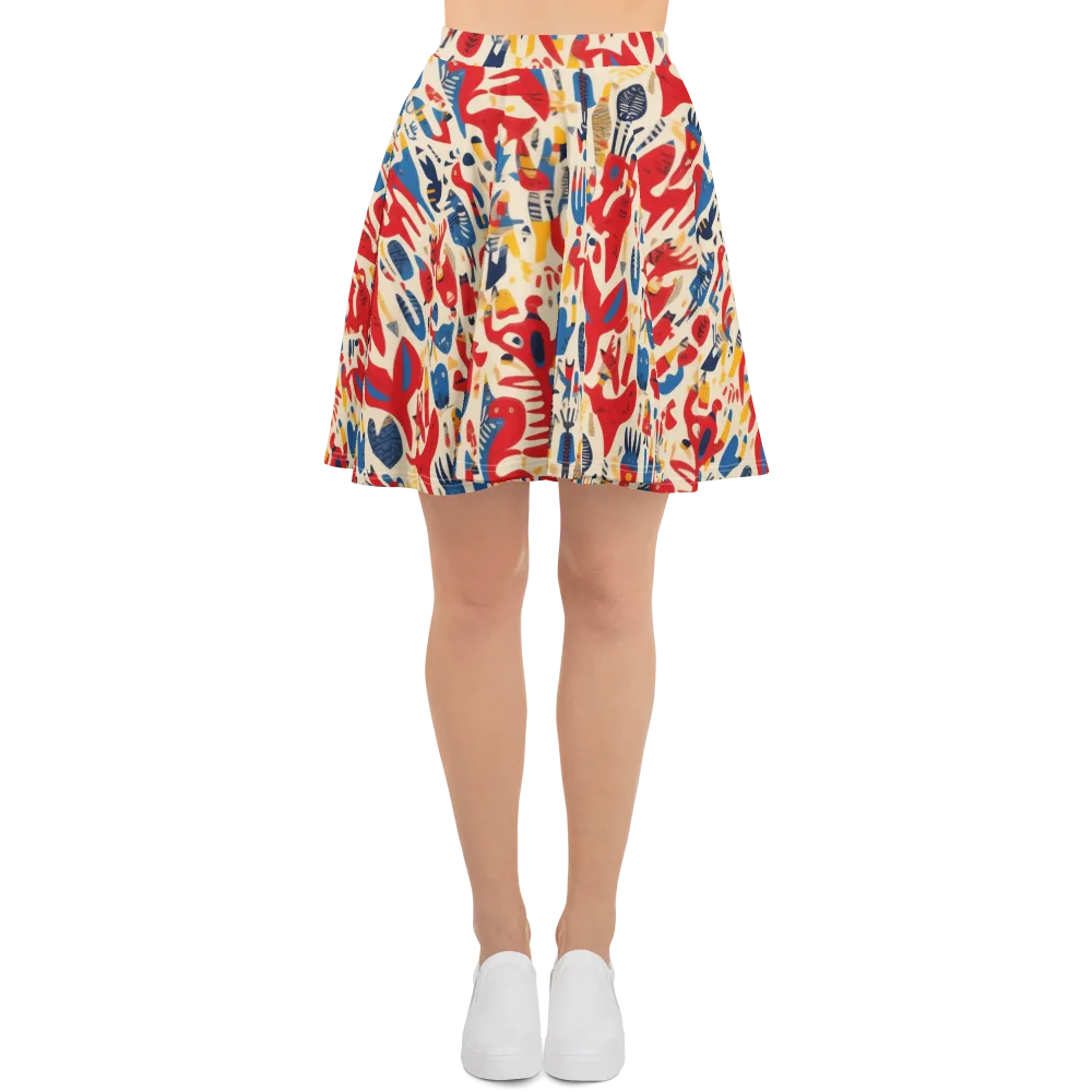 Red Tide Menagerie on Skater Skirt — Front