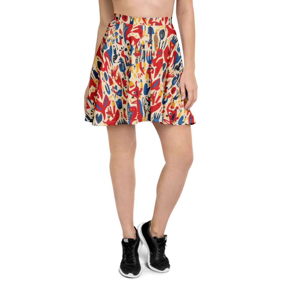 Red Tide Menagerie on Skater Skirt — Front