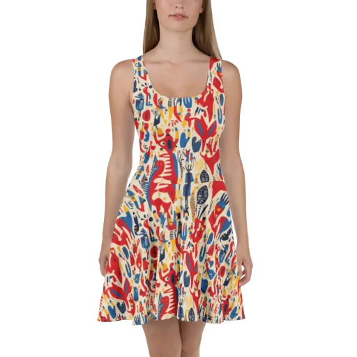 Red Tide Menagerie on a Skater Dress