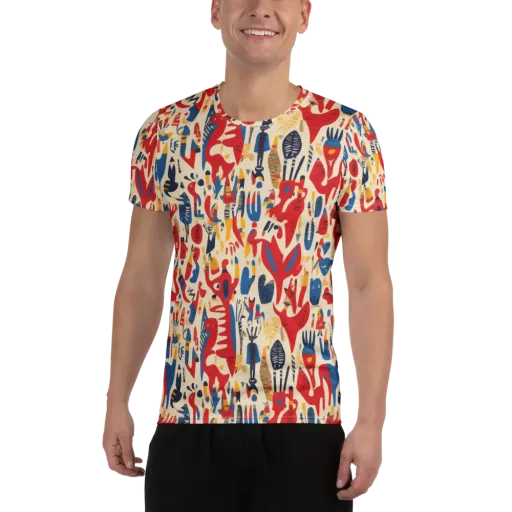 Red Tide Menagerie on a Men's Athletic T-Shirt