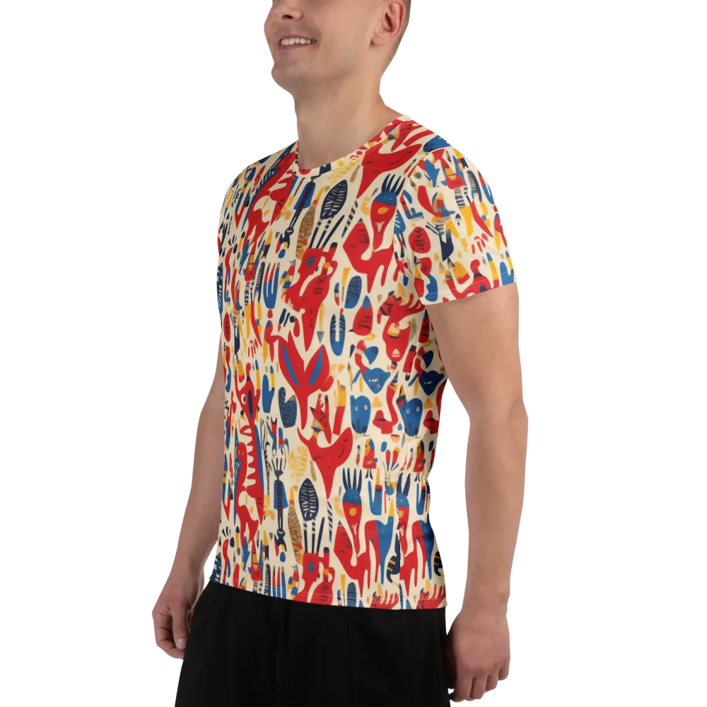 Red Tide Menagerie on Men's Athletic T-Shirt — Left