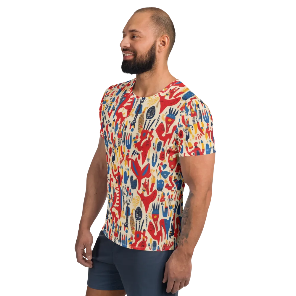Red Tide Menagerie on Men's Athletic T-Shirt — Left