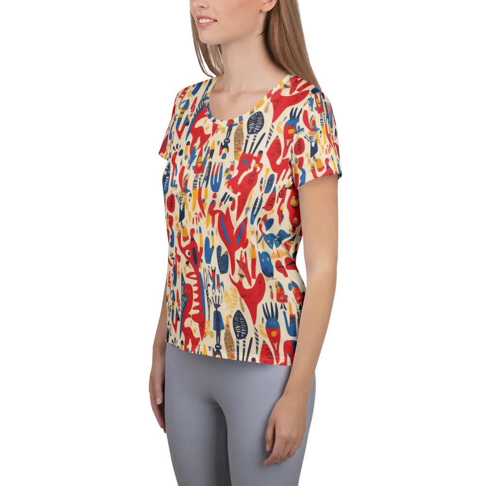 Red Tide Menagerie on Women's Athletic T-Shirt — Left