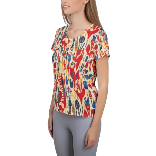 Red Tide Menagerie on a Women's Athletic T-Shirt
