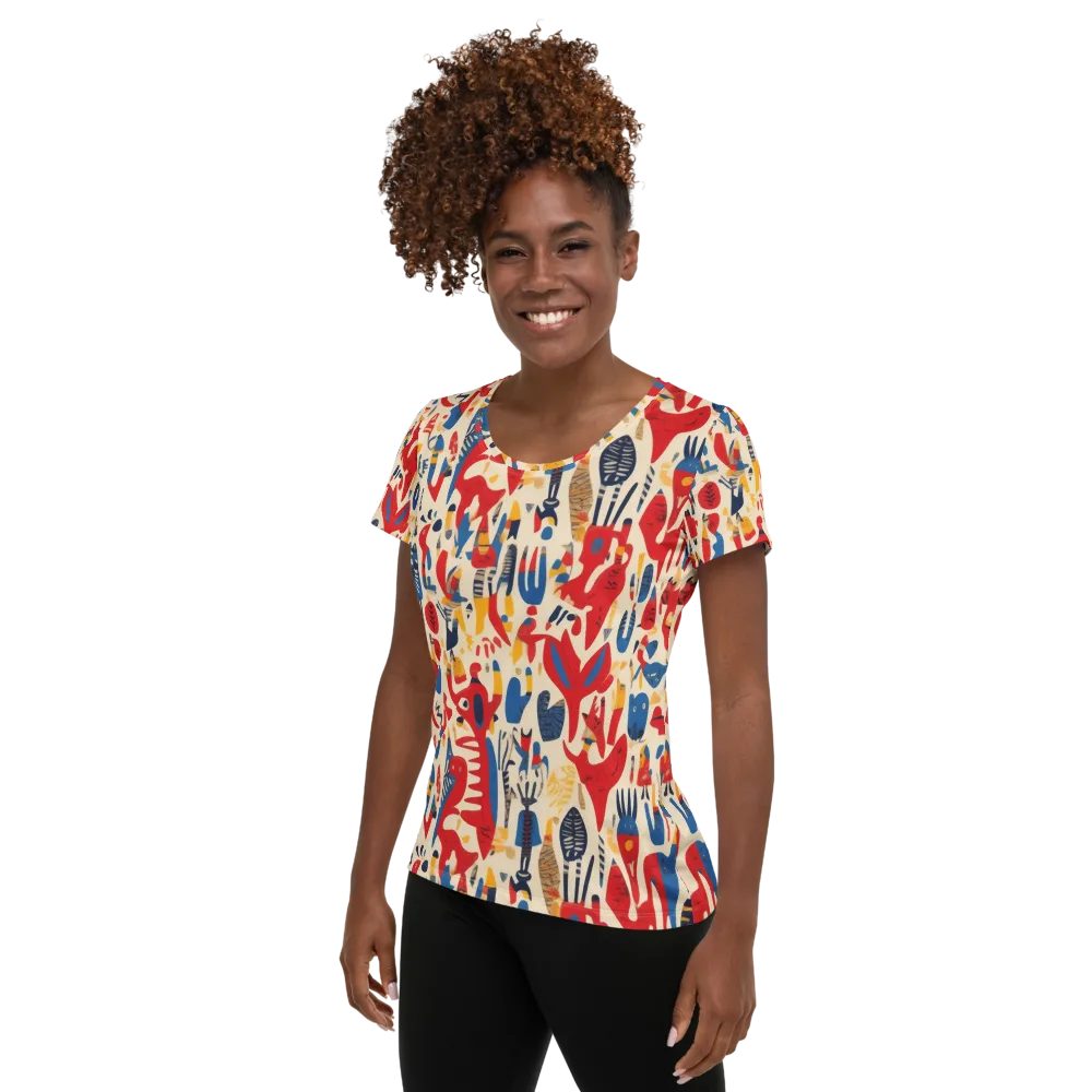 Red Tide Menagerie on Women's Athletic T-Shirt — Left