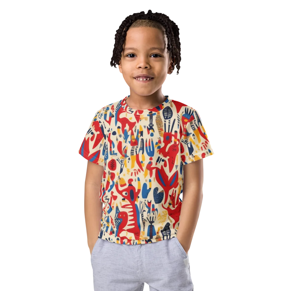 Red Tide Menagerie on Kids Crew Neck T-Shirt — Front