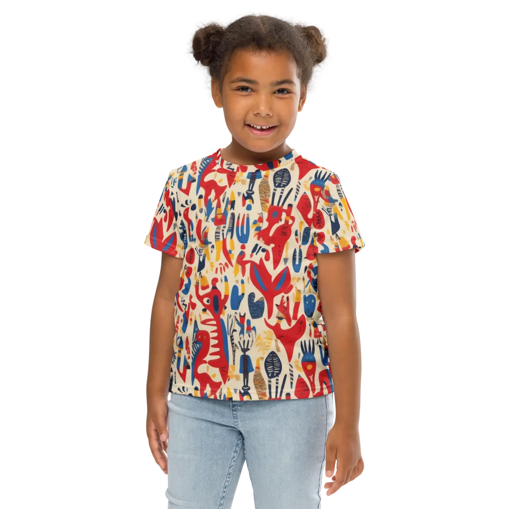 Red Tide Menagerie on Kids Crew Neck T-Shirt — Front