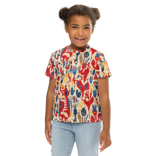 Red Tide Menagerie on a Kids Crew Neck T-Shirt