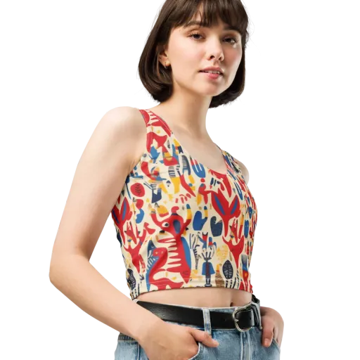 Red Tide Menagerie on a Crop Top