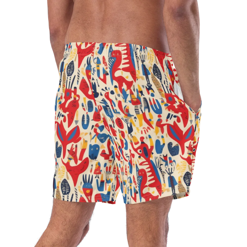 Red Tide Menagerie on Swim Trunks — Right Back