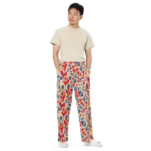 Red Tide Menagerie on a Wide-Leg Pants