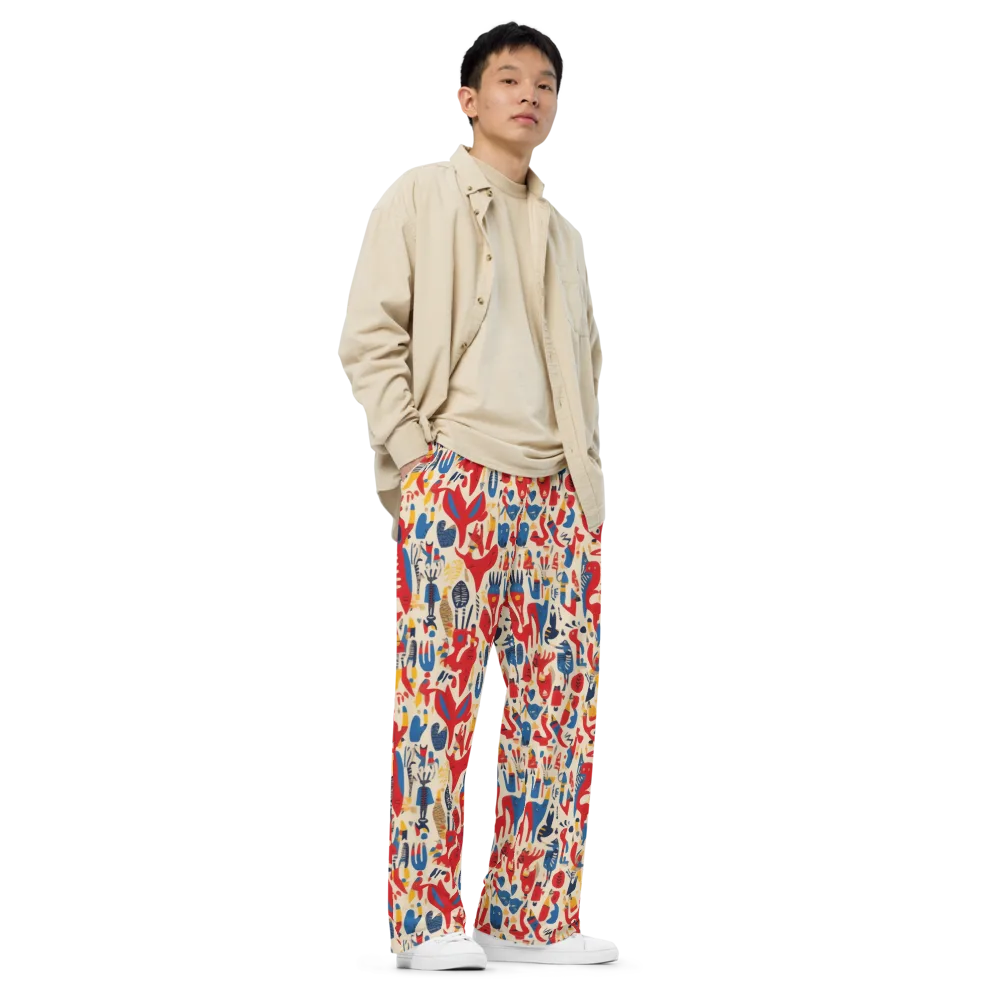 Red Tide Menagerie on Wide-Leg Pants — Right Front
