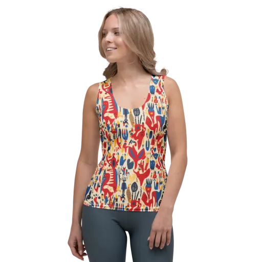 Red Tide Menagerie on a Women's Tank Top