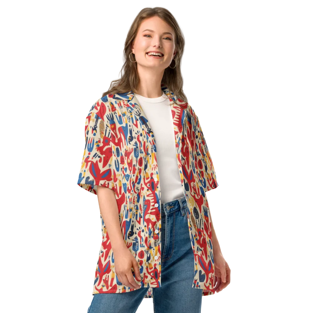 Red Tide Menagerie on Button Shirt — Front