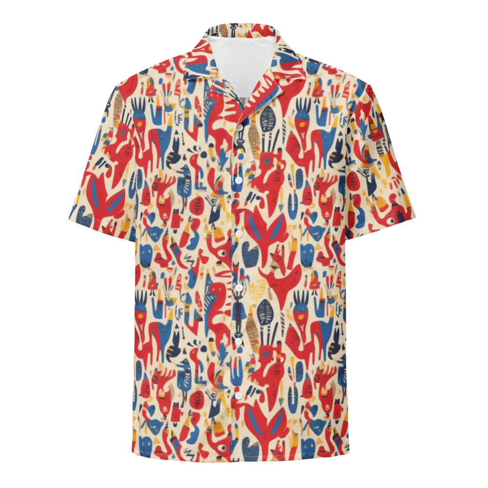 Red Tide Menagerie on Button Shirt — Front
