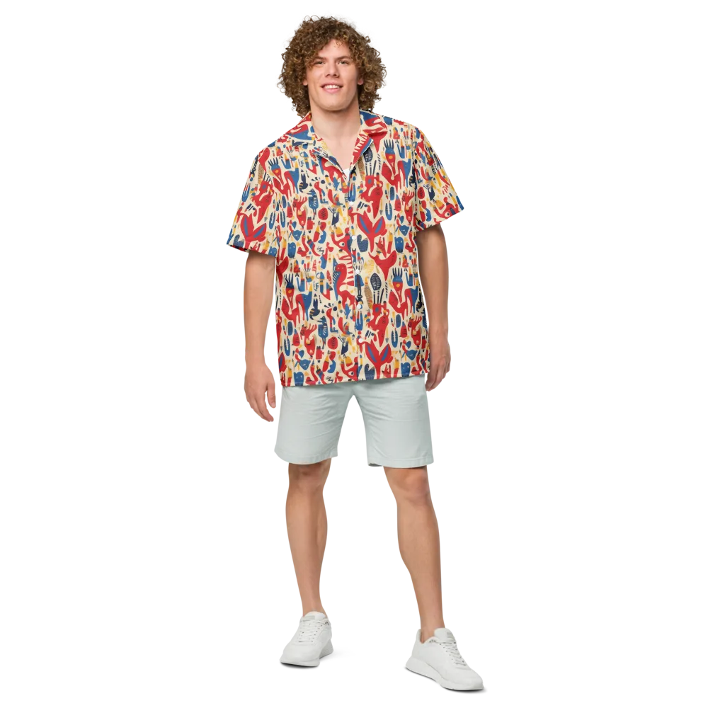 Red Tide Menagerie on Button Shirt — Front