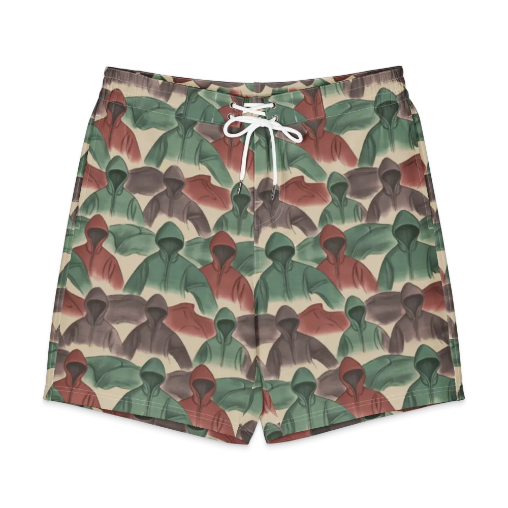 Hooded Rhythm on Men's Board Shorts — Front