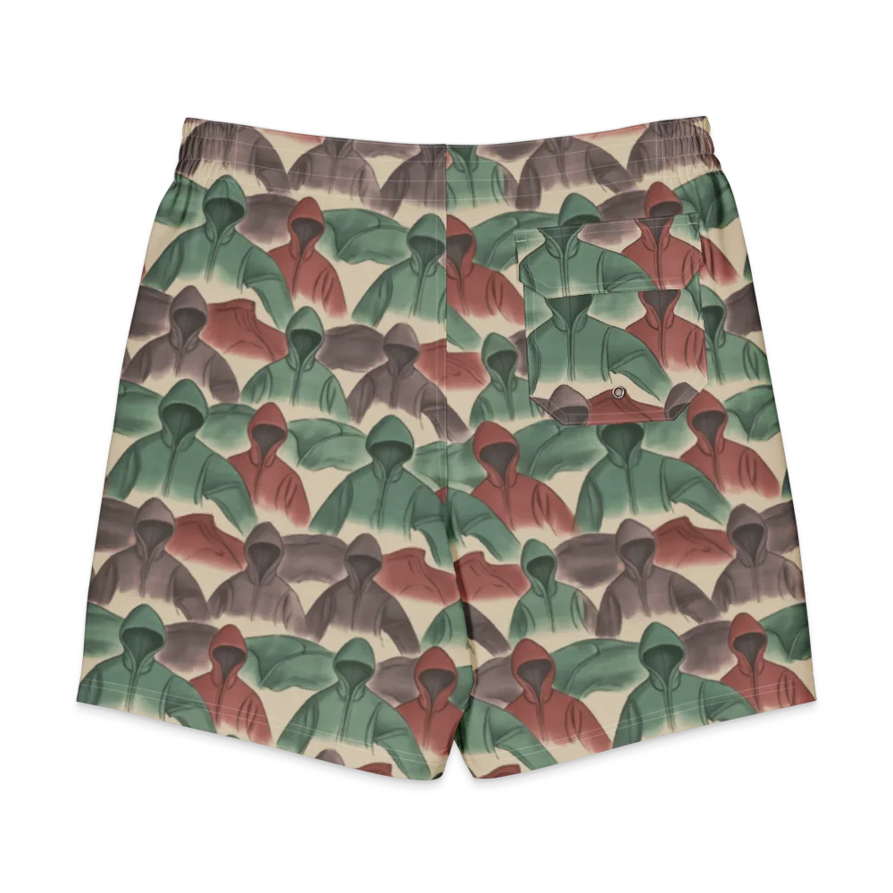 Hooded Rhythm on Men's Board Shorts — Back