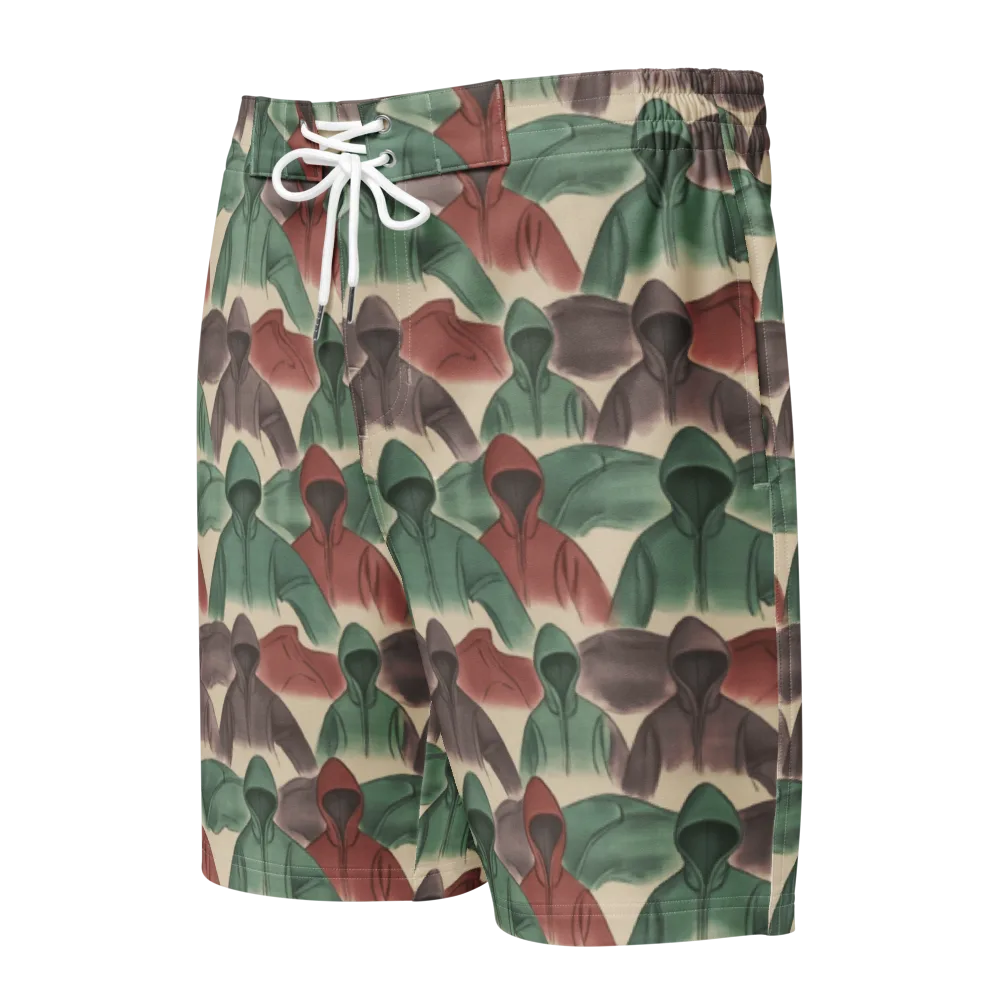 Hooded Rhythm on Men's Board Shorts — Front