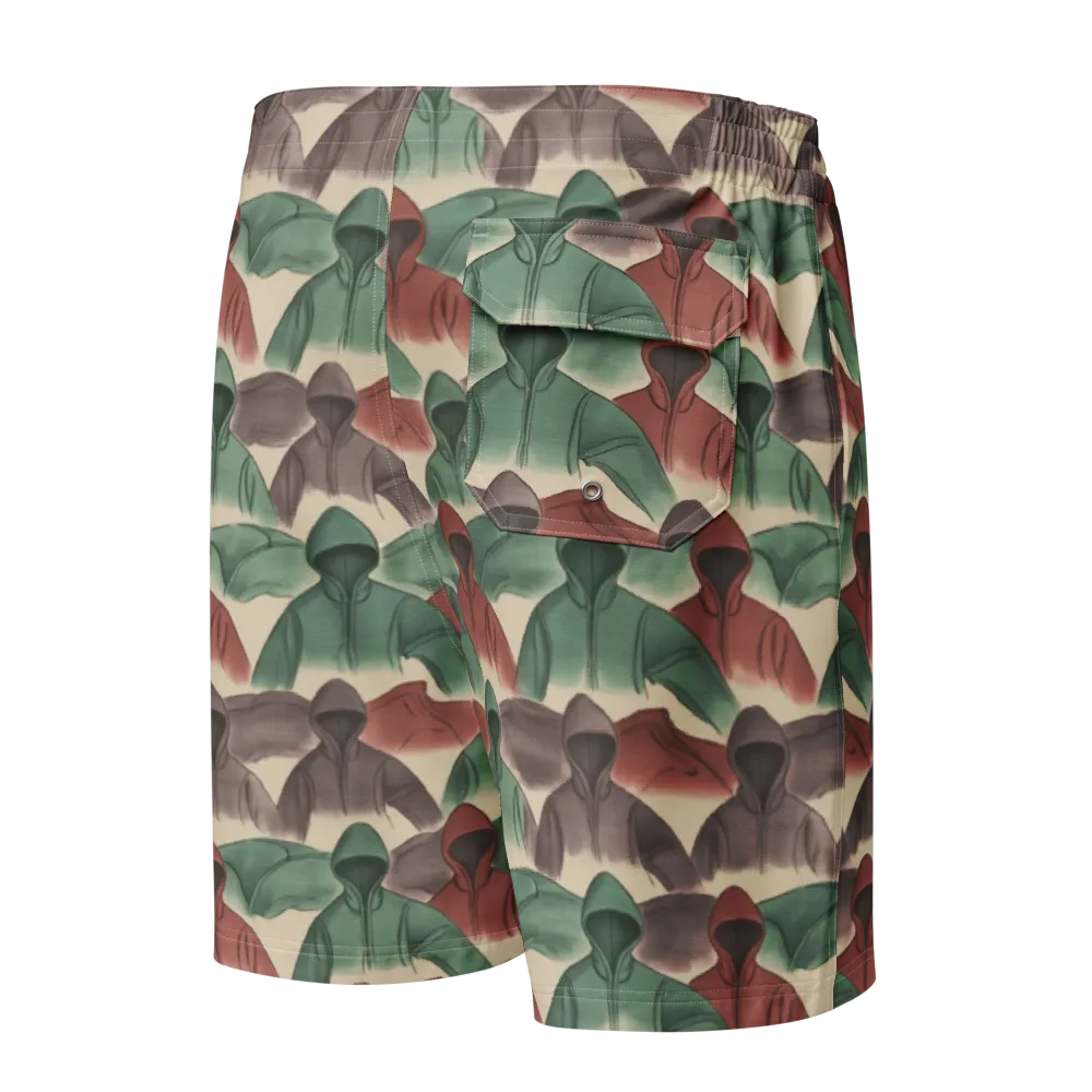 Hooded Rhythm on Men's Board Shorts — Back