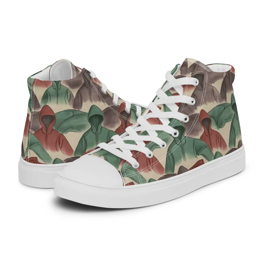Hooded Rhythm on Women's High Top Canvas Shoes — Left