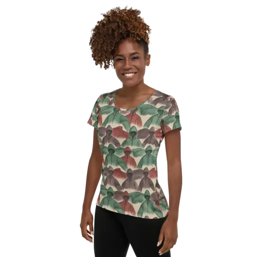 Hooded Rhythm on a Women's Athletic T-Shirt