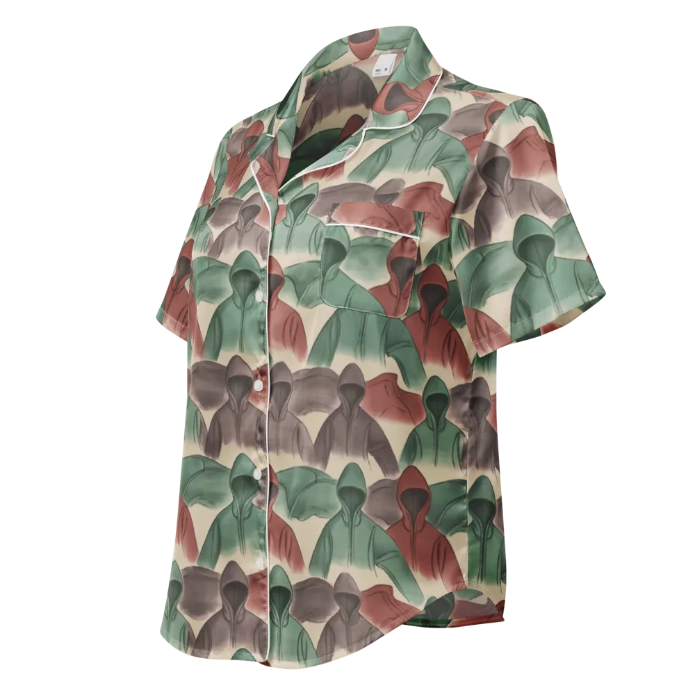 Hooded Rhythm on Women's Short Sleeve Pajama Top — Left Front