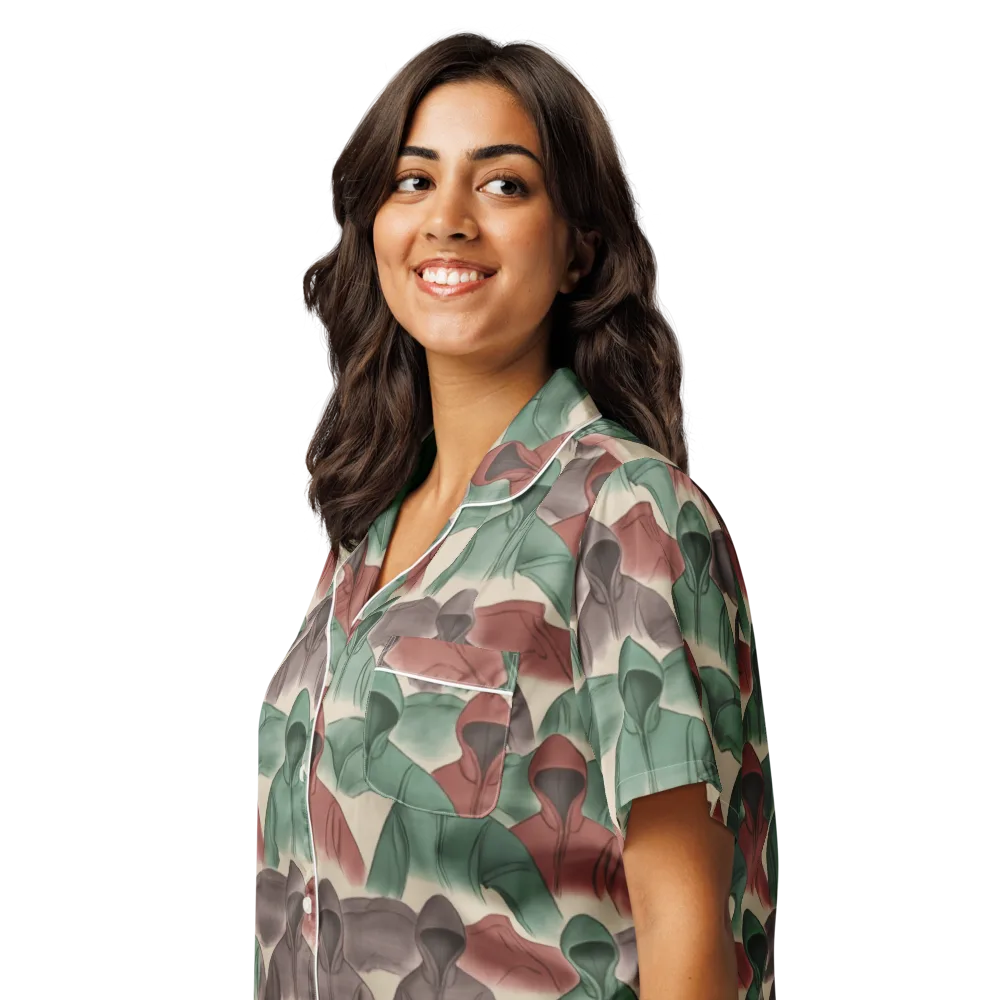 Hooded Rhythm on Women's Short Sleeve Pajama Top — Left Front
