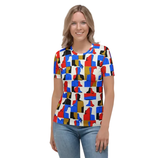 Primary Silhouettes on a Women's Crew Neck T-Shirt