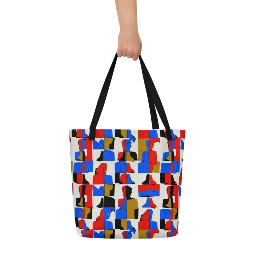 Primary Silhouettes on a Large Tote Bag W/ Pocket
