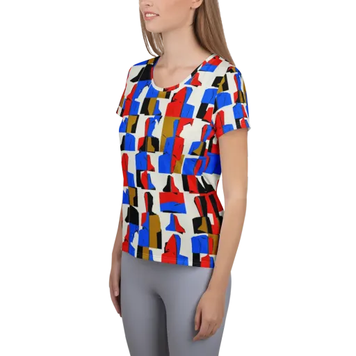 Primary Silhouettes on a Women's Athletic T-Shirt