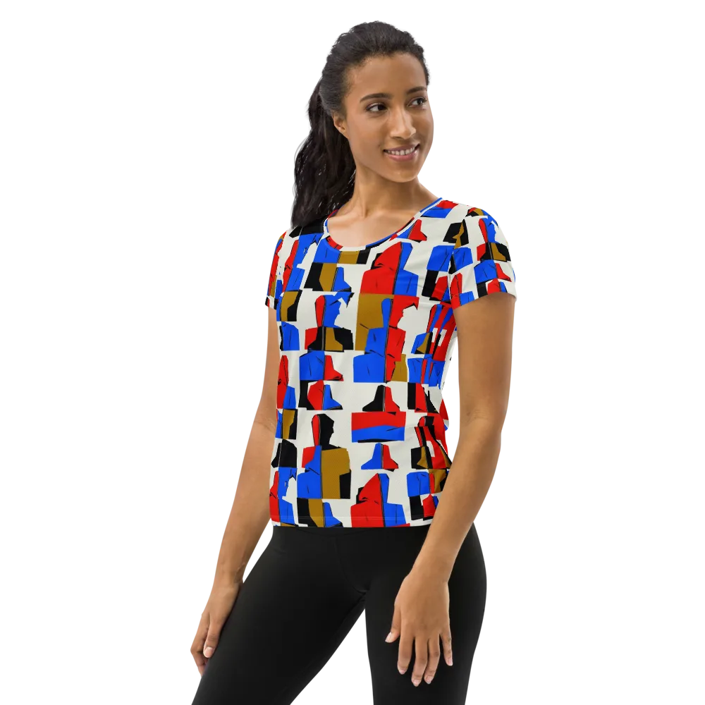 Primary Silhouettes on Women's Athletic T-Shirt — Left