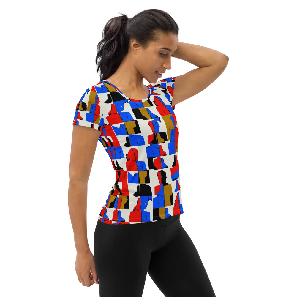 Primary Silhouettes on Women's Athletic T-Shirt — Right